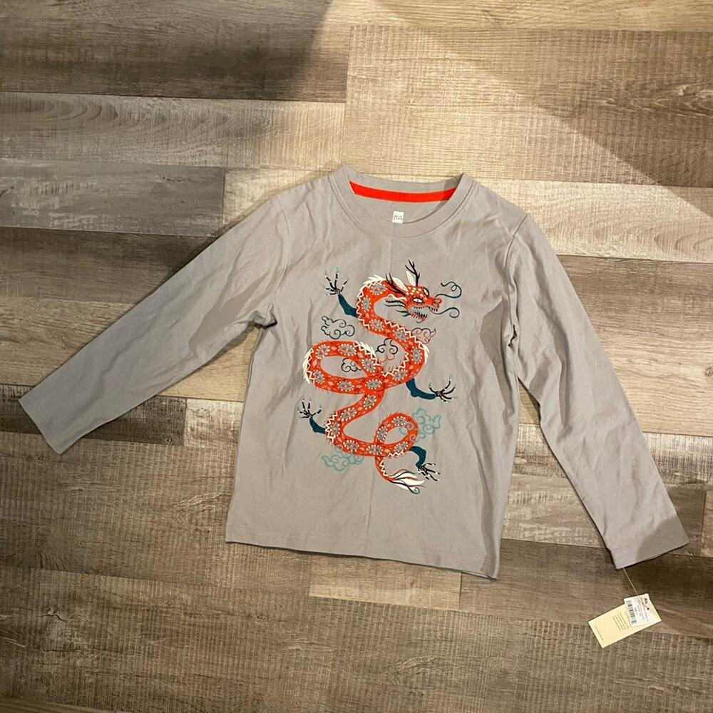 Tea Collection Himalayan Dragon Graphic Long Sleeve Shirt Size 7 NWT - Picture 2 of 8